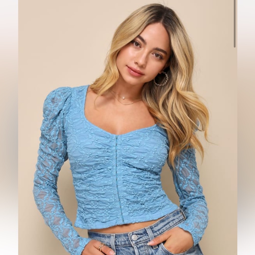 Elegant Blue Lace Women's Top